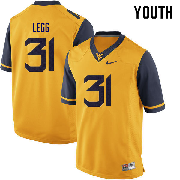 NCAA Youth Casey Legg West Virginia Mountaineers Yellow #31 Nike Stitched Football College Authentic Jersey HT23R84LD
